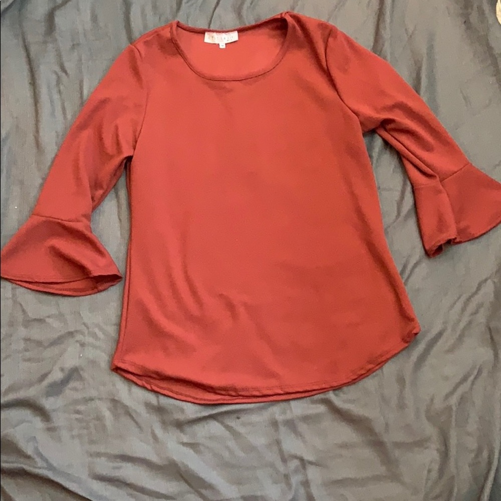 C’EST LA VIE Burnt Orange Bell Sleeved Blouse